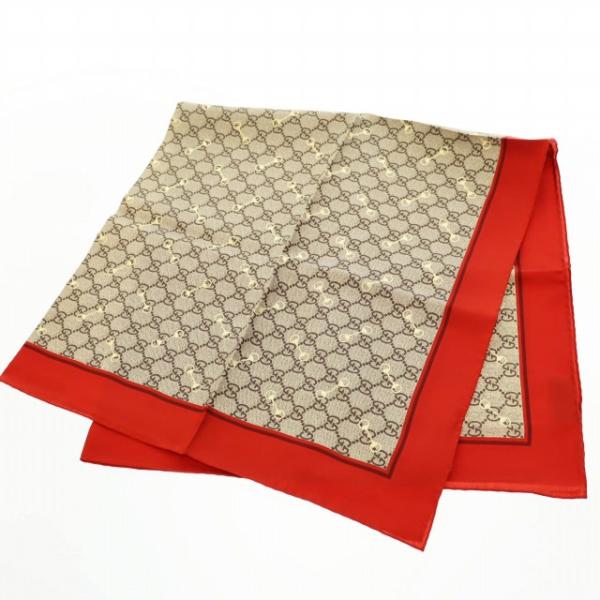 GUCCI GGパターン スカーフ レッド GUCCI グッチ GGパターン ホースビット柄 シルク スカーフ
