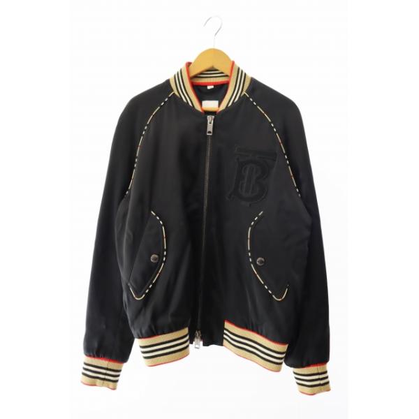 【中古】バーバリー BURBERRY HARLINGTON アイコンストライプ ブルゾン ジャケット 8009432 48 ブラック ☆AA★ 250626 BURBERRY（バーバリー） BURBERRY HARLINGTON アイコンストライプ