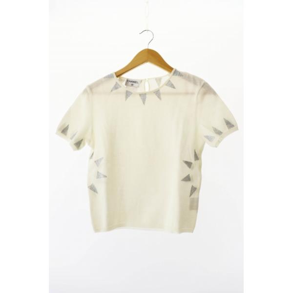 CHANEL シャネル ニット 半袖Tシャツ AE329 38 白 ホワイト