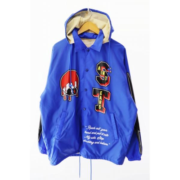 【中古】セントマイケル SAINTMICHAEL 22AW ロゴ プリント ナイロン コーチ ジャケット SM-A22-0000-055 M 青 ブルー セントマイケル SAINTMICHAEL 22AW DT COACH JACKET BLUE ロゴ
