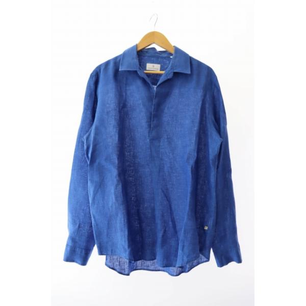 【中古】colony clothing コロニー クロージング リネン 長袖シャツ L 青 ブルー ブランド古着ベクトル 中古 ●250821 colony clothing コロニー クロージング リネン 長袖シャツ L 青