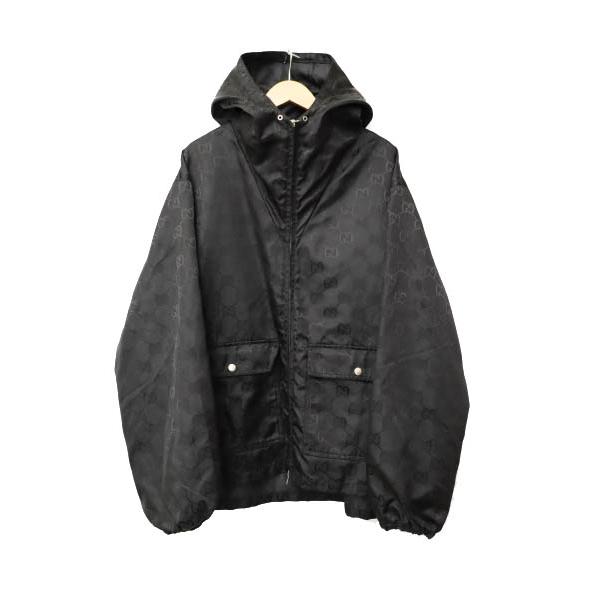 【中古】グッチ GUCCI OFF THE GRID オフザグリッド GG ロゴ フーデッド ジップ ジャケット 631105 52 黒☆AA★251012 GUCCI（グッチ） GUCCI OFF THE GRID オフザグリッド GGパターン 総柄