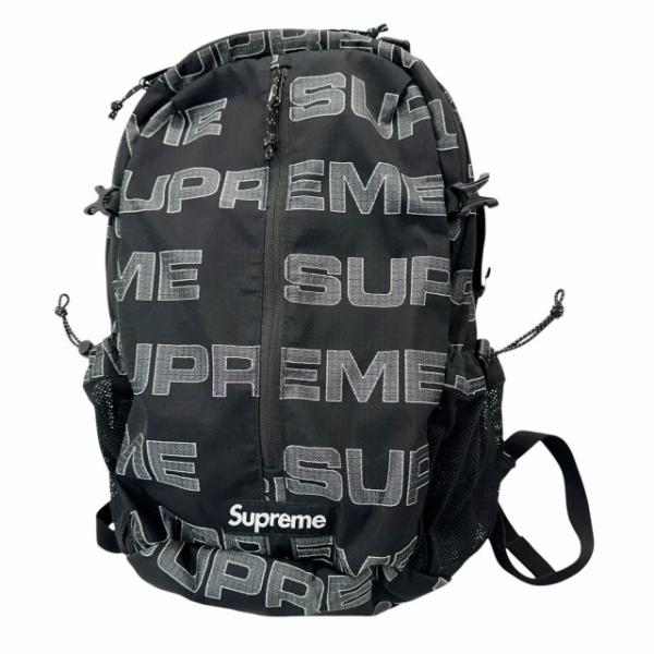シュプリーム 21AW ボックス ロゴ 総柄 バックパック リュック 黒▲ Supreme（シュプリーム） SUPREME 21AW BackPack ボックス ロゴ 総柄