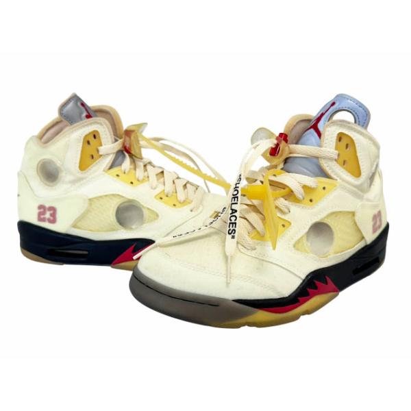 ナイキ NIKE ×OFF-WHITE オフホワイト AIR JORDAN 5 RETRO SP Sail エア ジョーダン 5 セイル DH8565-100 25.5 イエロー☆AA★▲■260520