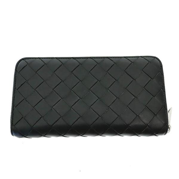 【中古】ボッテガヴェネタ BOTTEGA VENETA イントレチャート ダイアゴナル ジップアラウンド ウォレット 黒▲■251028 vectorpremium_034-902509300003