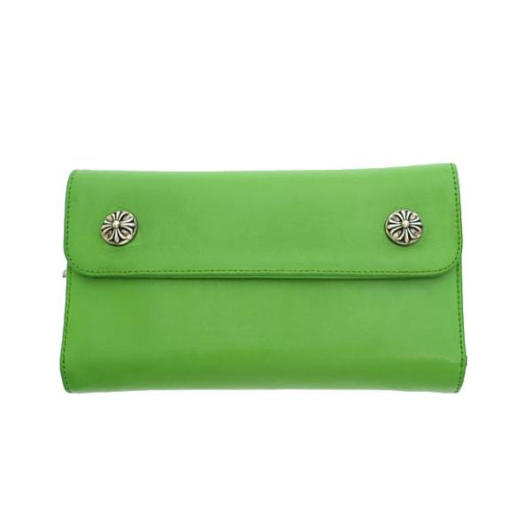 【中古】クロムハーツ CHROME HEARTS WAVE NOVELTY ウェーブ ノベルティ ウォレット 長財布 グリーン ☆AA★▲251103 CHROME HEARTS（クロムハーツ） CHROME HEARTS WAVE NOVELTY ウェーブ