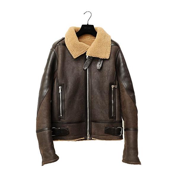 バルマン BALMAIN 14AW-15AW 牛革レザー 切替 ムートン ボア