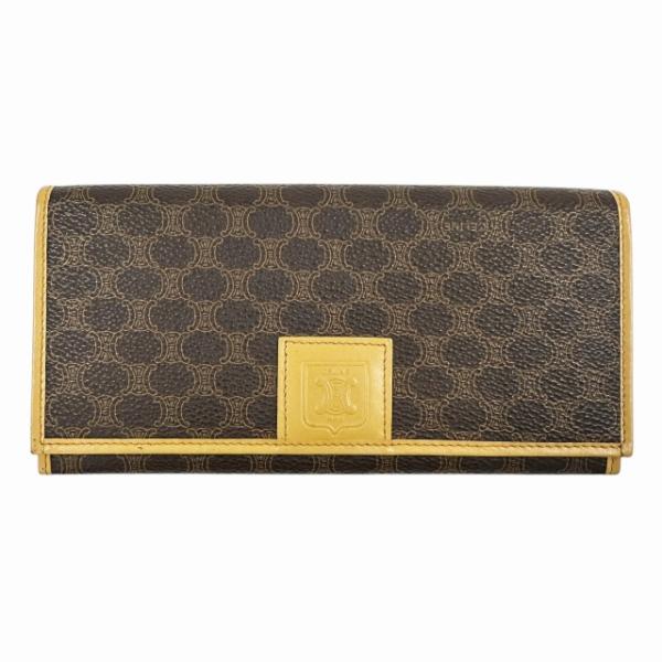 セリーヌ CELINE 二つ折り財布 マカダム 長札入れ ブラウン CELINE（セリーヌ） CELINE M13 マカダム柄 レザー ロング ウォレット