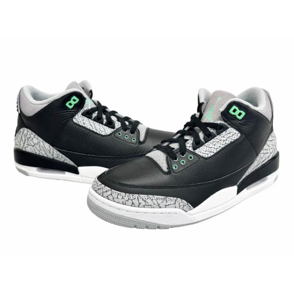 ナイキ NIKE AIR JORDAN 3 RETRO Green Glow エア ジョーダン 3 レトロ グリーン グロー CT8532-031 27 ブラック グレー▲■260520 メンズ