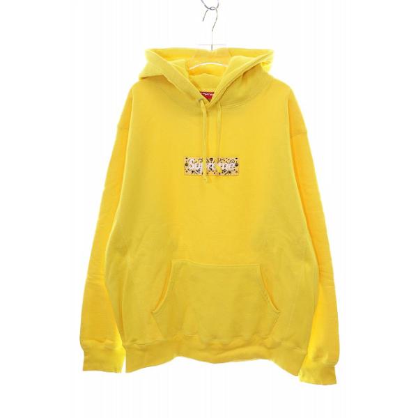 supreme BOXロゴ パーカー バンダナ柄 S イエロー 正規品 Supreme シュプリーム SUPREME 19AW BANDANA BOX LOGO HOODED