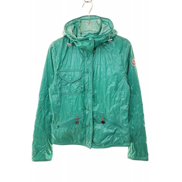 【中古】モンクレール MONCLER ナイロン ジャケット サイズ 1 フード ブルガリア製 ライトグリーン ☆AA★●250415 MONCLER（モンクレール） ナイロン ジャケット サイズ 1 フード