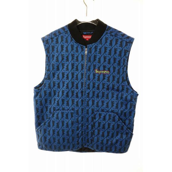 【中古】シュプリーム SUPREME 18AW GONZ SHOP VEST PANTHER M ゴンズ ショップ ベスト フルジップ 総柄 ☆AA★250803 Supreme（シュプリーム） SUPREME 18AW GONZ SHOP VEST PANTHER M