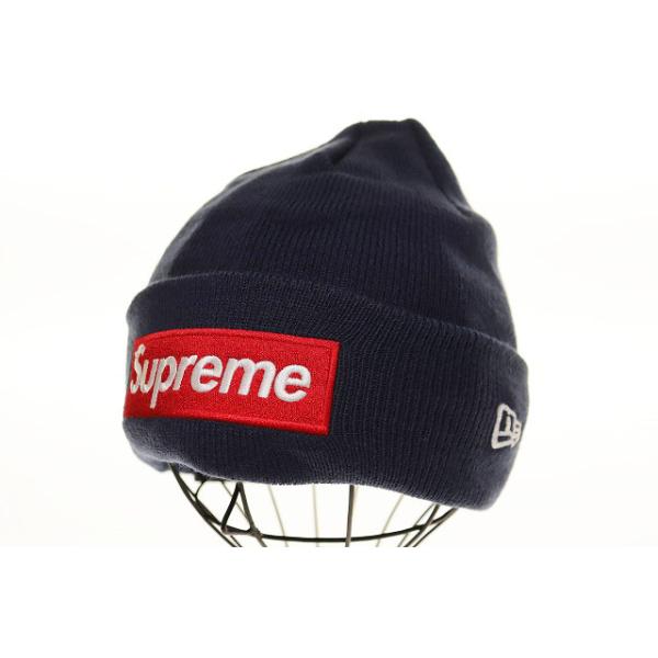 【中古】シュプリーム SUPREME × NEW ERA 24AW BOX LOGO BEANIE NAVY ニューエラ ボックス ロゴ ☆AA★▲■251006 Supreme（シュプリーム） × NEW ERA 24AW BOX LOGO BEANIE NAVY
