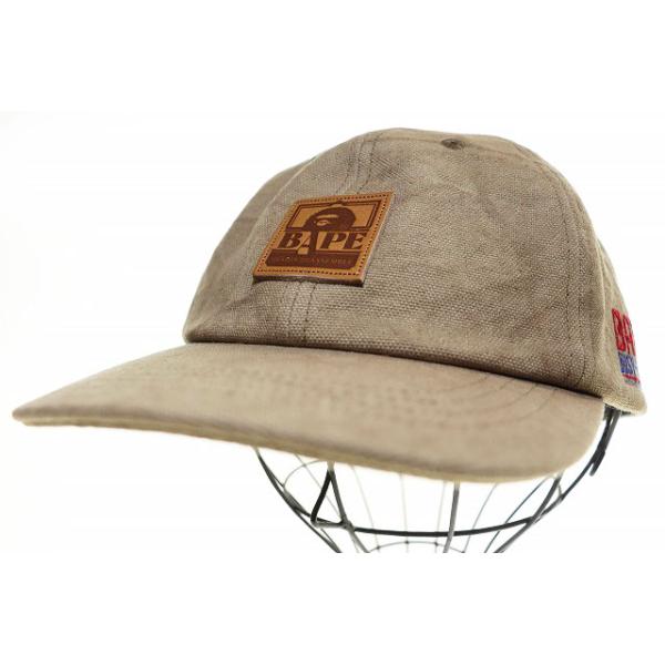 【中古】アベイシングエイプ A BATHING APE 25SS WASHED CANVAS CAP BEIGE FREE キャップ ☆AA★▲■251101 A BATHING APE（アベイシングエイプ） A BATHING APE 25SS WASHED