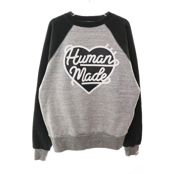 【中古】ヒューマンメイド HUMAN MADE 22AW ハートロゴ 2トーン ラグラン スウェットシャツ M ☆AA★251031 ヒューマンメイド HUMAN MADE 22AW ハートロゴ 2トーン ラグラン
