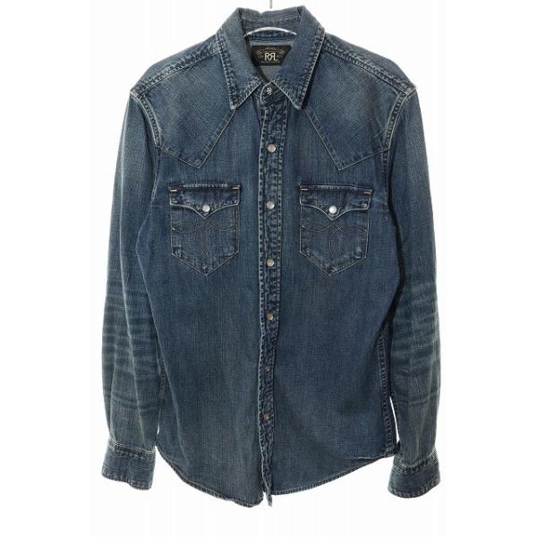 【中古】ダブルアールエル RRL ウエスタンデニムシャツ Sサイズ ウォッシュ加工 長袖 インディコ? ●251103 メンズ ダブルアールエル RRL ウエスタンデニムシャツ Sサイズ ウォッシュ加工
