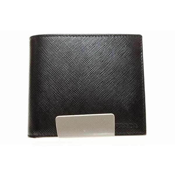 PRADA サフィアーノ 二つ折り財布 札入れ 2MO513 ブラック レザー PRADA（プラダ） 札入れ 2MO513 二つ折り 財布 型押しレザー