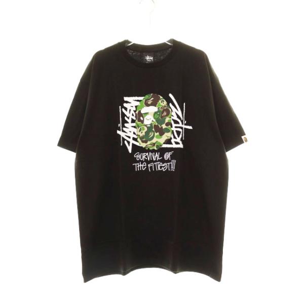 エイプ　ステューシー APE stussy 30周年　Tシャツ ブラックM 美品 A BATHING APE（アベイシングエイプ） × STUSSY Lサイズ ステューシー