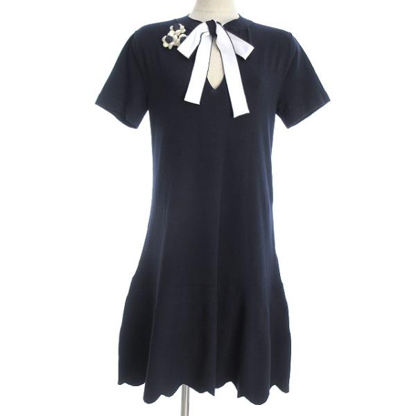 RED VALENTINO】ニットフレア ボウタイワンピース フリル XS | www
