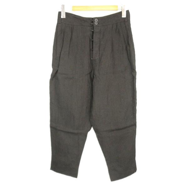 【中古】sosnovska ソスノブスカ SHORT LINEN PANTS ショート リネン パンツ XS ダークグレー タック テーパード vectorpremium_051-202309170018