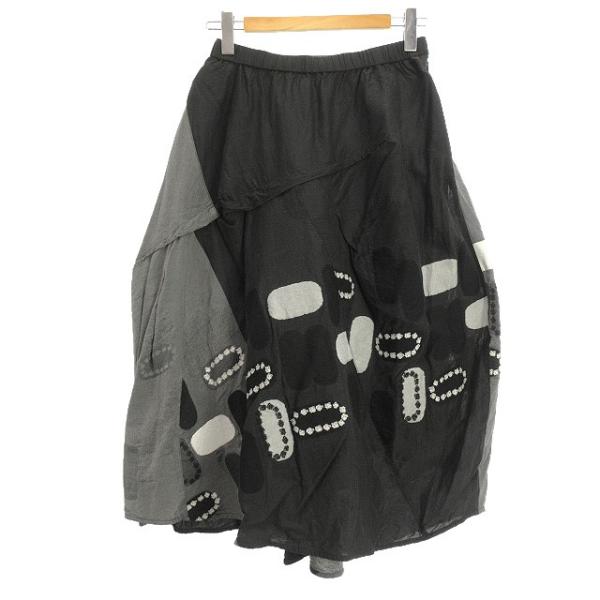 【中古】ジウ 慈雨 ジャガード 変形 スカート 40 ブラック 黒 グレー 2022年 ボトムス センソユニコ レディース ジウ 慈雨 ジャガード 変形 スカート 40 ブラック 黒 グレー 2022年