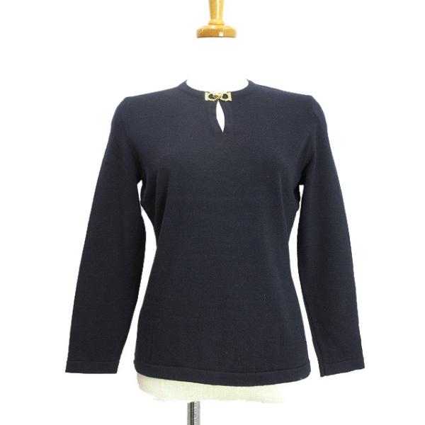 Salvatore Ferragamo - 美品 サルヴァトーレ フェラガモ Salvatore Ferragamo ニット セーター ノースリーブ ウール レディース XS ネイビー Salvatore Ferragamo - 美品 サルヴァトーレ フェラガモ