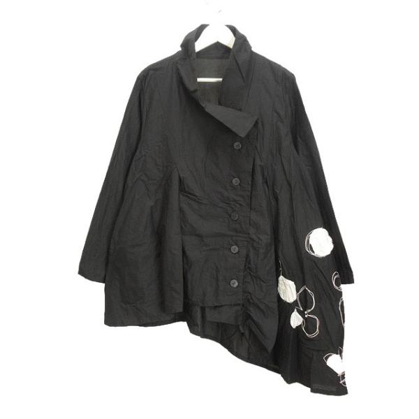 美品　慈雨　ジウ　センソユニコ　変形デザインシャツ　ジャケット　ブラック　40 慈雨 ジウ センソユニコ SENSO UNICO ジャケット ショート丈