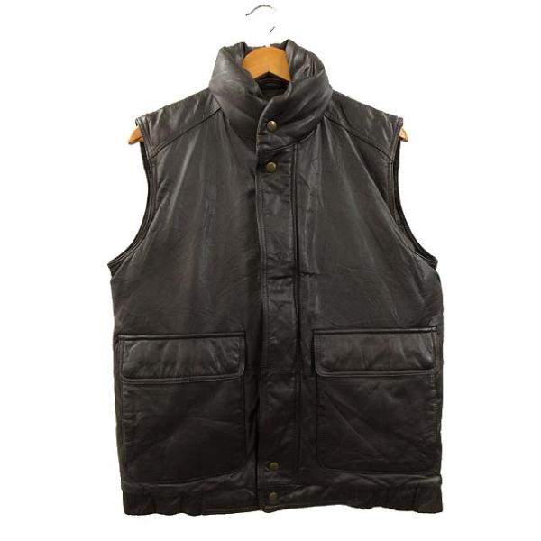 80s Eddie Bauer グースダウン レザーベスト 黒タグ ブラウン 80s Eddie Bauer グースダウン レザーベスト 黒タグ ブラウン