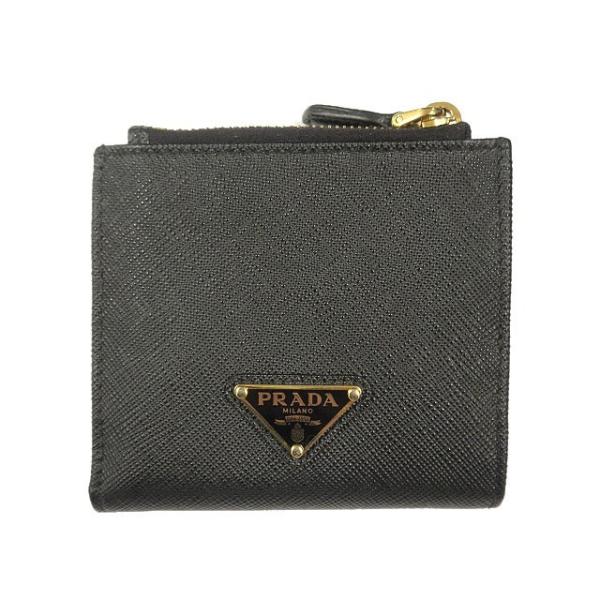 ⭐️ 極美品 プラダ サフィアーノ トライアングル 二つ折り財布 ブラック 鑑定済 1mv021-qhh-f0002-1.jpg