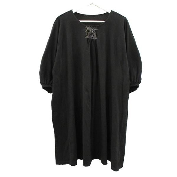 JURGEN LEHL 裾モチーフ付きチュニック　ワンピース　コットン天竺 JURGEN LEHL 裾モチーフ付きチュニック ワンピース コットン天竺