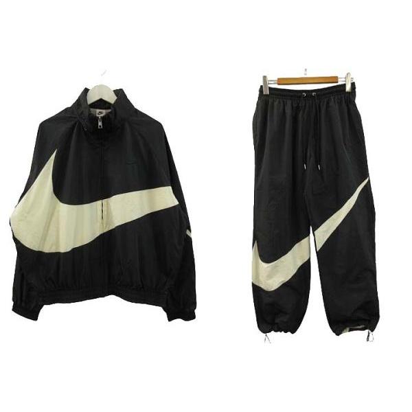 ナイキ ビッグスウッシュ セットアップ ウーブン ジャケット 上下 黒 L L NIKE ビッグスウッシュ セットアップ ウーブン ジャケット