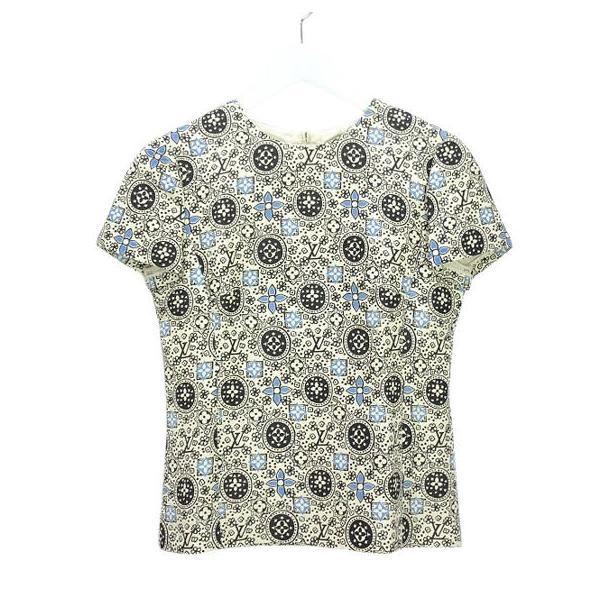 【中古】ルイヴィトン LOUIS VUITTON プリント トップス ブラウス 34 ウール シルク アイボリー 半袖 レディース LOUIS VUITTON（ルイ・ヴィトン） プリント トップス ブラウス 34