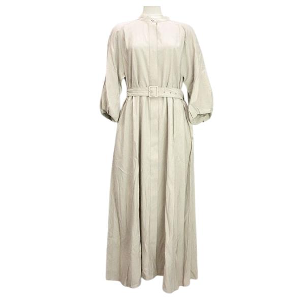 【中古】アドーア ADORE ライトグログランマキシワンピース ベージュ 38 ベルト付き バルーンスリーブ レディース アドーア ADORE ライトグログランマキシワンピース ベージュ 38 ベルト