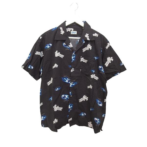 ショット SCHOTT アロハシャツ 8ボール オープンカラー ブラック 黒 M