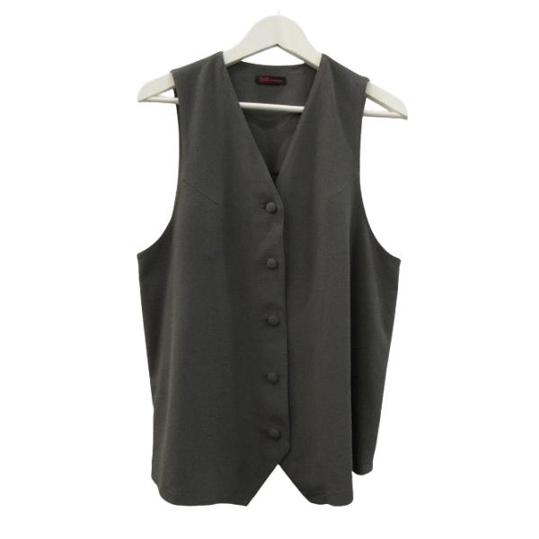 シセンドウ 詩仙堂 HITOSHI TAMURA ベスト Vネック カーキ 緑系 縮緬