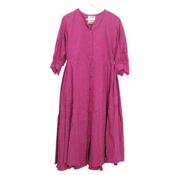 【美品】Sybilla シビラ　シアープリーツドレス　M ピンク　ゆったり シビラ SYBILLA PLAYA カディコットン キーネック コットンシャツ