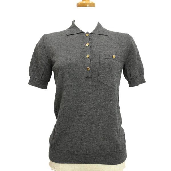 【中古】ルイヴィトン LOUIS VUITTON ニット プルオーバー 襟付き 半袖 ウール カシミヤ シルク S グレー トップス LOUIS VUITTON（ルイ・ヴィトン） ニット プルオーバー 襟付き 半袖