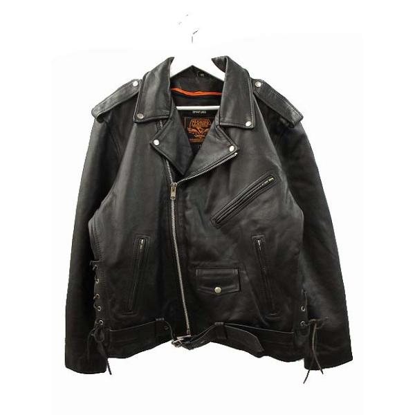 【中古】ミルウォーキーレザー Milwaukee Leather ダブル ライダースジャケット 2XL ビッグサイズ ライナー付き 黒 ミルウォーキーレザー Milwaukee Leather ダブル ライダースジャケット