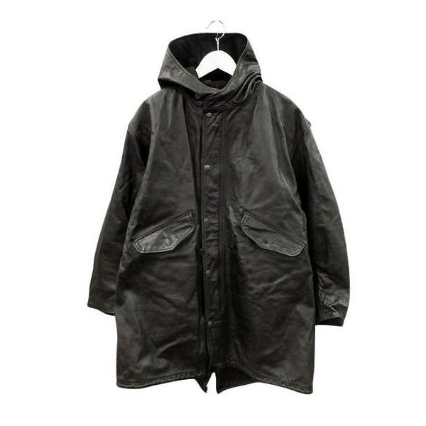 【中古】エアロレザー AEROLEATHER フィッシュテール レザーコート 本革 REGULAR 黒 ブラック ジップアップ エアロレザー AEROLEATHER フィッシュテール レザーコート 本革