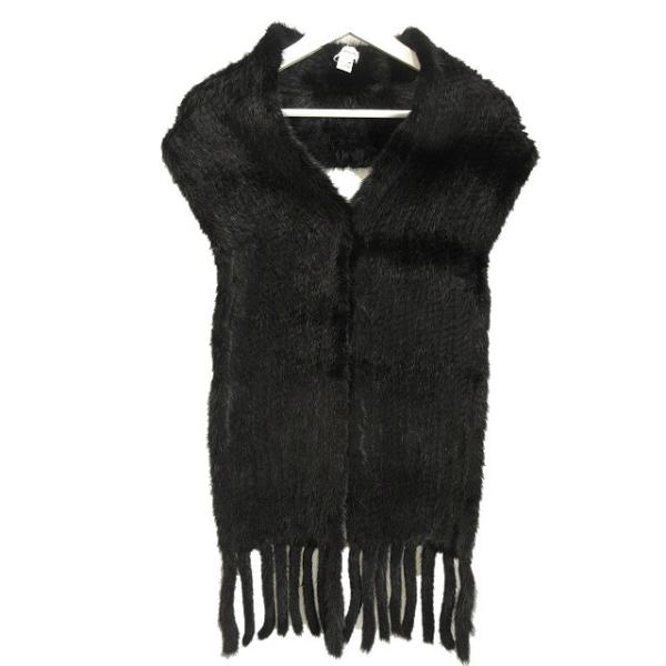【美品 】GIVENCHY ミンク編み込みストール ショール ジバンシィ GIVENCHY ファー ストール ショール 黒 ブラック 毛皮