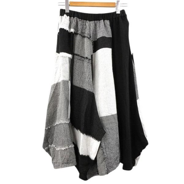 センソユニコ 芽風 ガーゼフリンジ スカート 変形 2024AW ブラック 黒