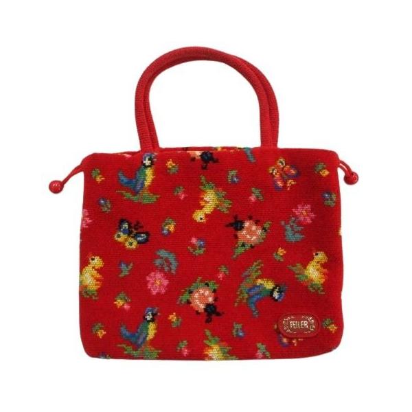 フェイラー FEILER ハイジ 巾着 ミニトート 手提げ ハンドバッグ 赤