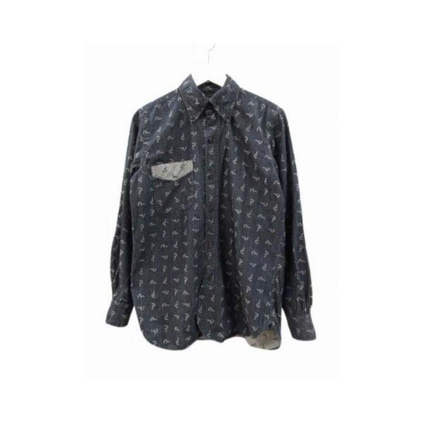 EVISU（エヴィス） カモメ総柄 ボタンダウンシャツ ジャガード デニム