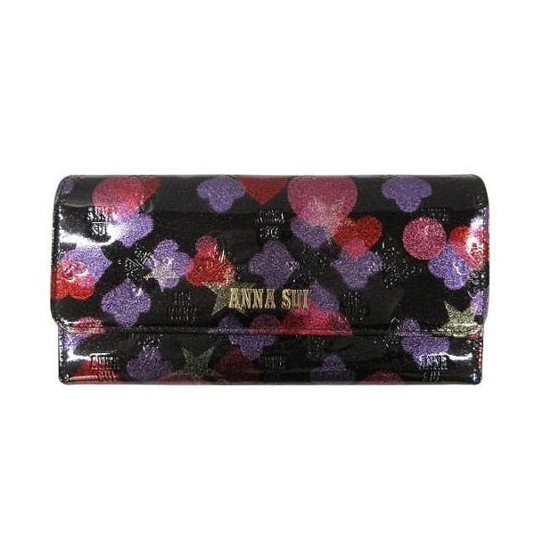 ANNA SUI（アナスイ） スパーキー 長財布 がま口 エナメル ハート柄 