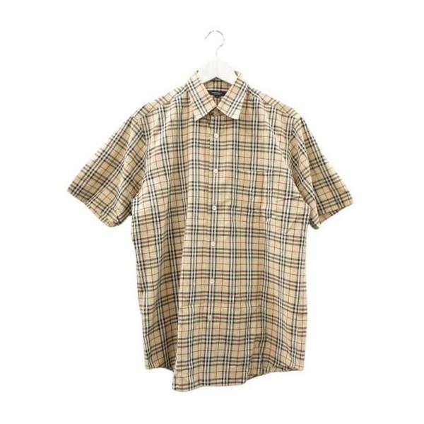 BURBERRY LONDON バーバリーロンドン メンズ 半袖 麻100 L バーバリー ロンドン BURBERRY LONDON シャツ 半袖 チェック L