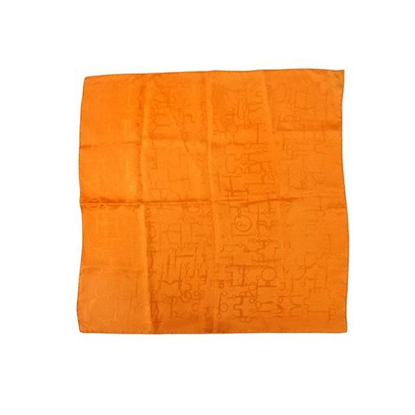 HERMES　エルメスカレ45 スカーフ　ハンカチ　オレンジ HERMES（エルメス） カレ45 ミニスカーフ シルク100% オレンジ 絹