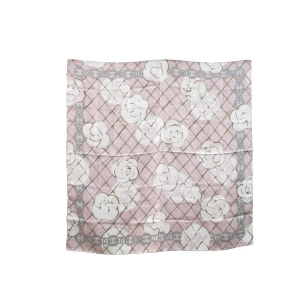 CHANEL（シャネル） スカーフ カレ カメリア ココマーク ピンク グレー