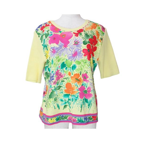 LEONARD レオナール FASHION 美品 半袖 ニット カットソー 花柄