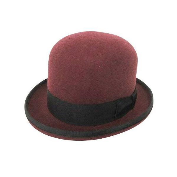 フジハット FUJI HAT ボーラーハット 帽子 ウールフェルト ダービーハット ボルドー系 メンズ