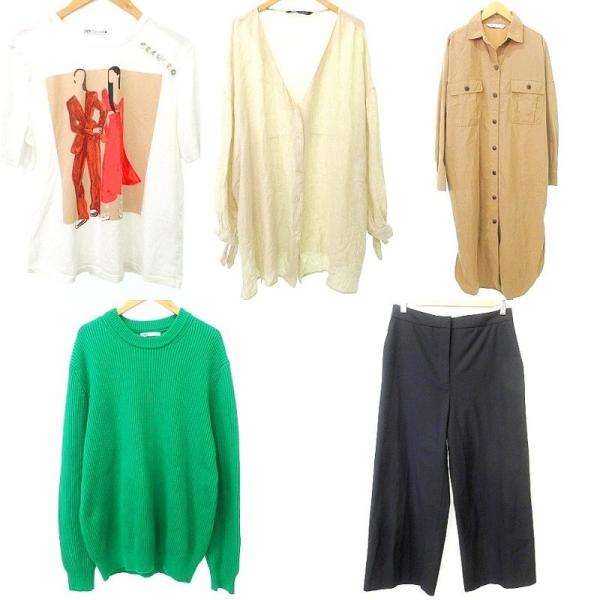 【新品未使用】 ZARA ワンピース 5着セット Mサイズ 長袖 秋 シャツ ZARA（ザラ） 美品 5点セット まとめ売り Tシャツ ブラウス ニット